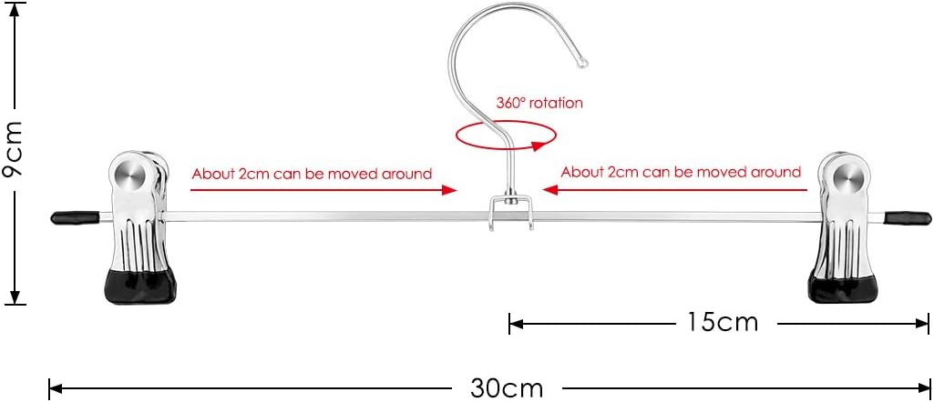 10-pack pants hangers, chrome-plated clothes hangers with anti-slip clips, suitable for skirts, pants and jeans - Image 4