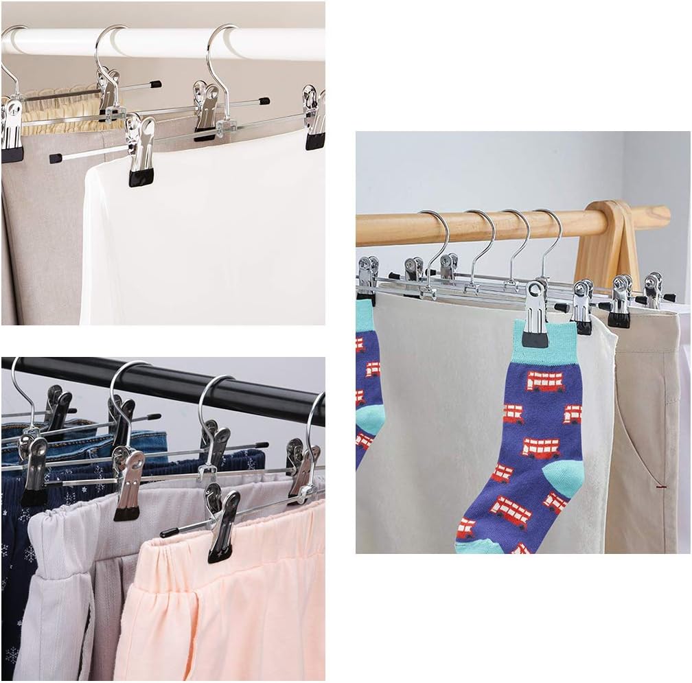 10-pack pants hangers, chrome-plated clothes hangers with anti-slip clips, suitable for skirts, pants and jeans - Image 5