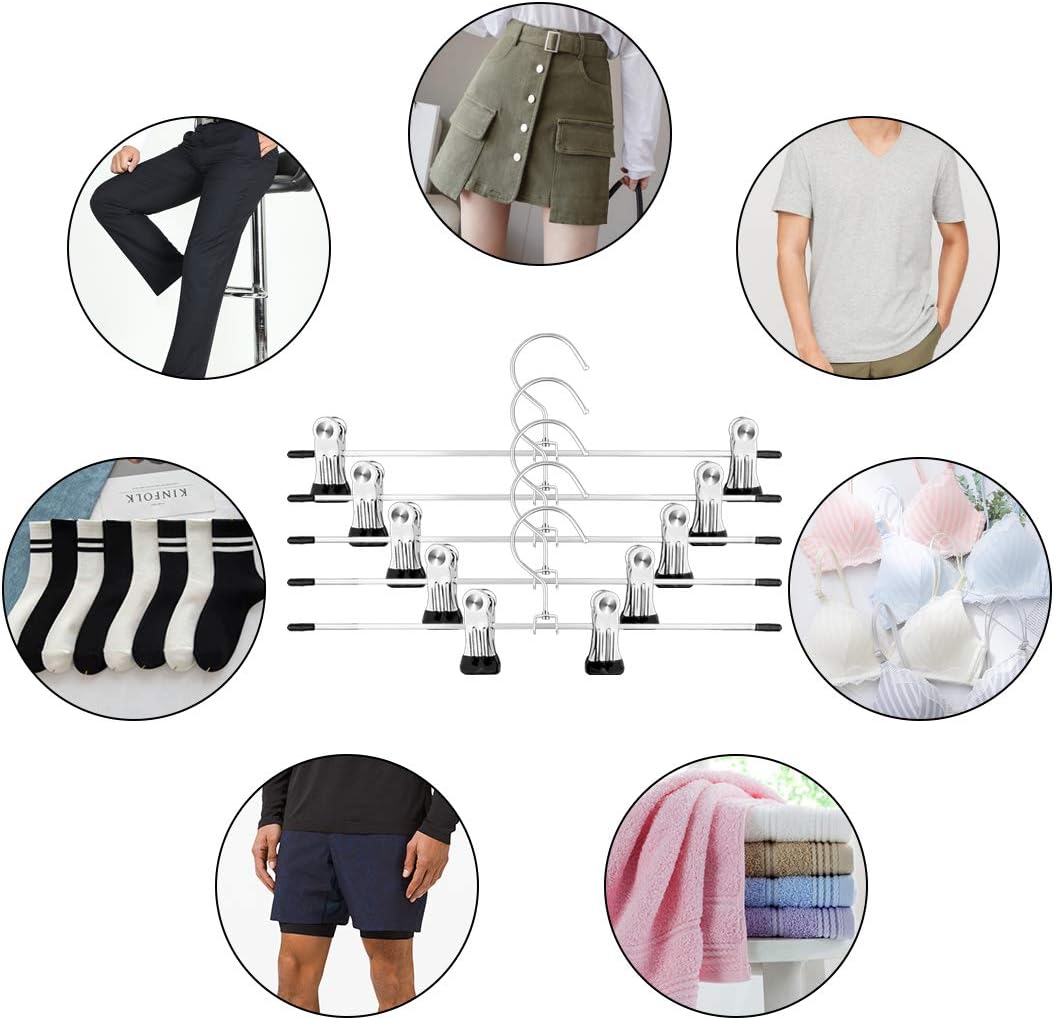 10-pack pants hangers, chrome-plated clothes hangers with anti-slip clips, suitable for skirts, pants and jeans - Image 6