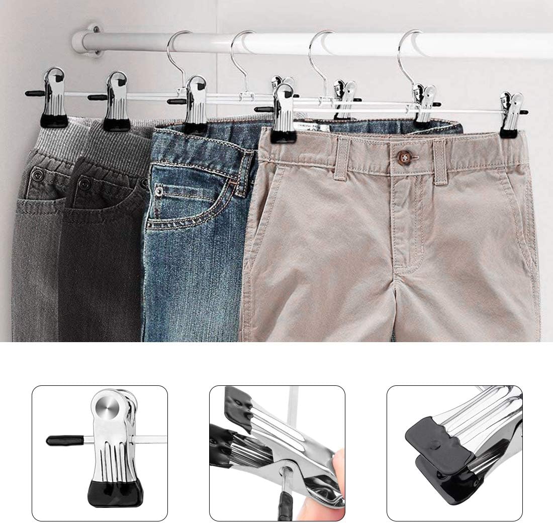 10-pack pants hangers, chrome-plated clothes hangers with anti-slip clips, suitable for skirts, pants and jeans - Image 7
