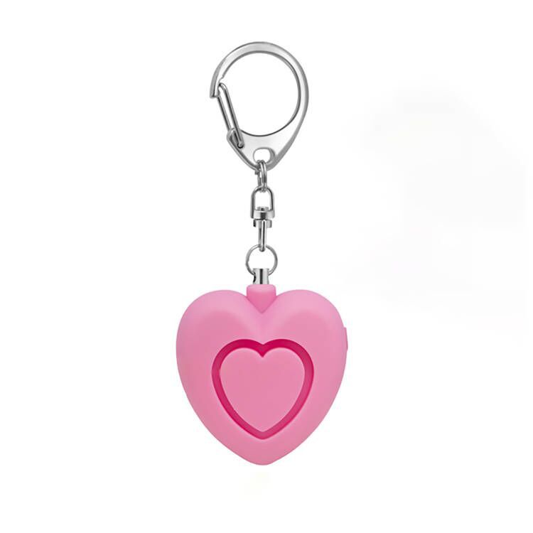 Personal alarm - 125dB - Heart-shaped - Protection device - with light - Keychain - for girls, women, children, the elderly, walking, traveling, parking, at night - Image 1