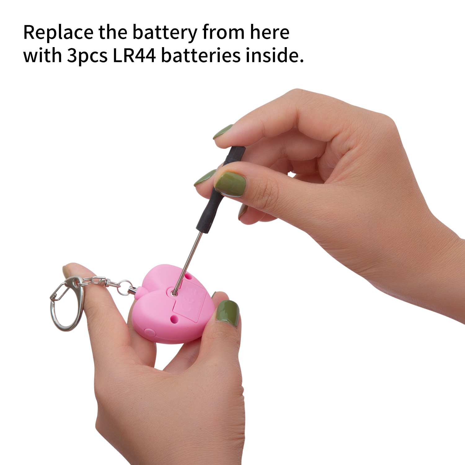 Personal alarm - 125dB - Heart-shaped - Protection device - with light - Keychain - for girls, women, children, the elderly, walking, traveling, parking, at night - Image 4