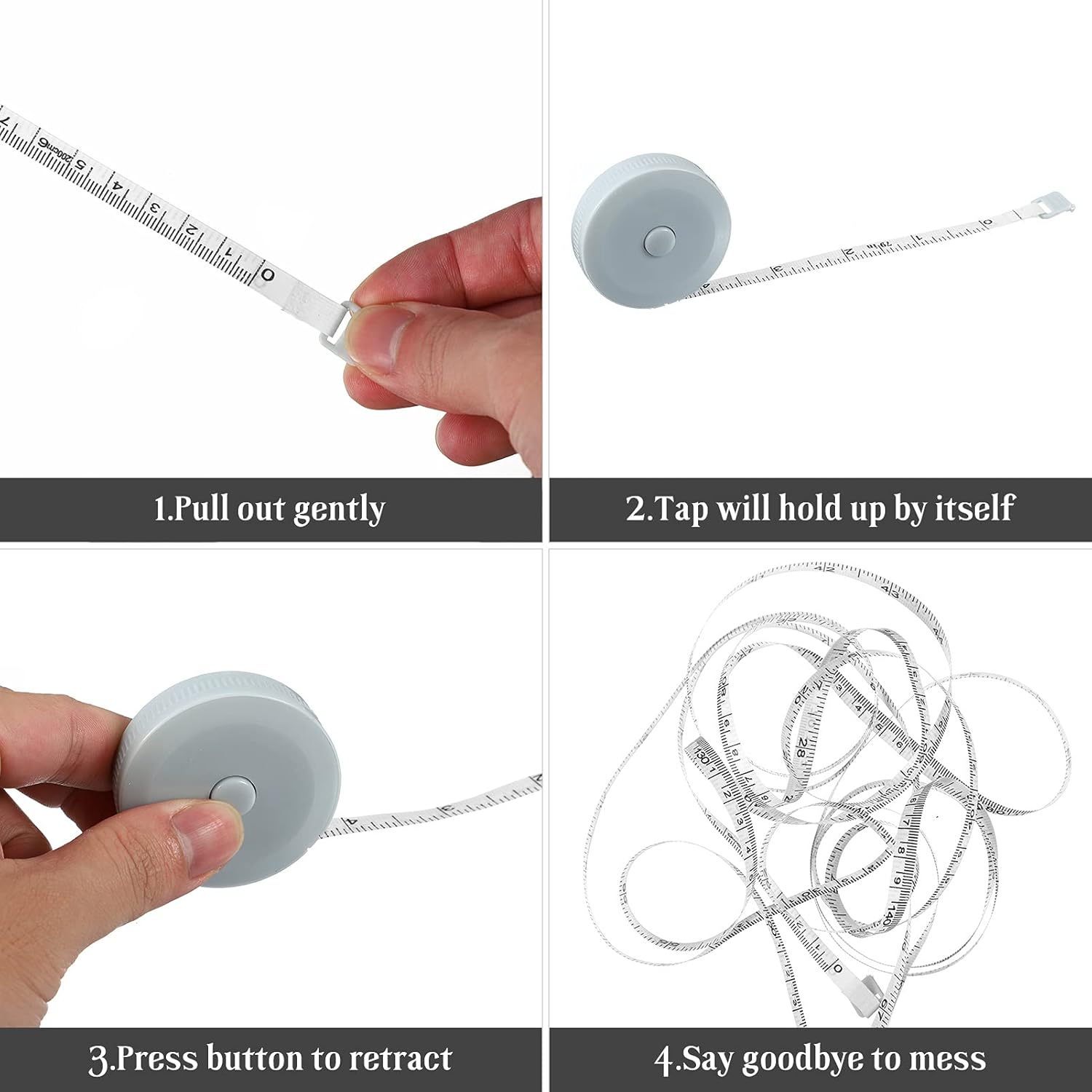 Meetlinten 3 pieces 200 cm/79 inch Sewing measuring tapes Retractable measuring tapes for measuring length, bust and waist - Image 3