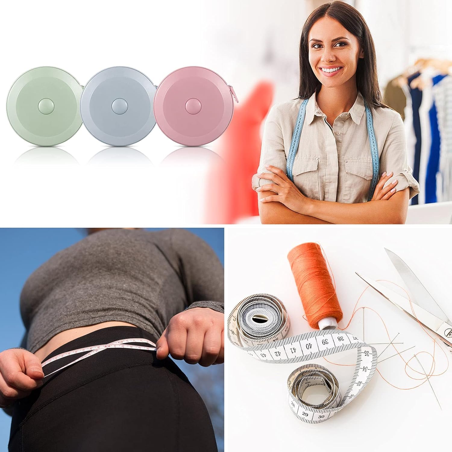 Meetlinten 3 pieces 200 cm/79 inch Sewing measuring tapes Retractable measuring tapes for measuring length, bust and waist - Image 4