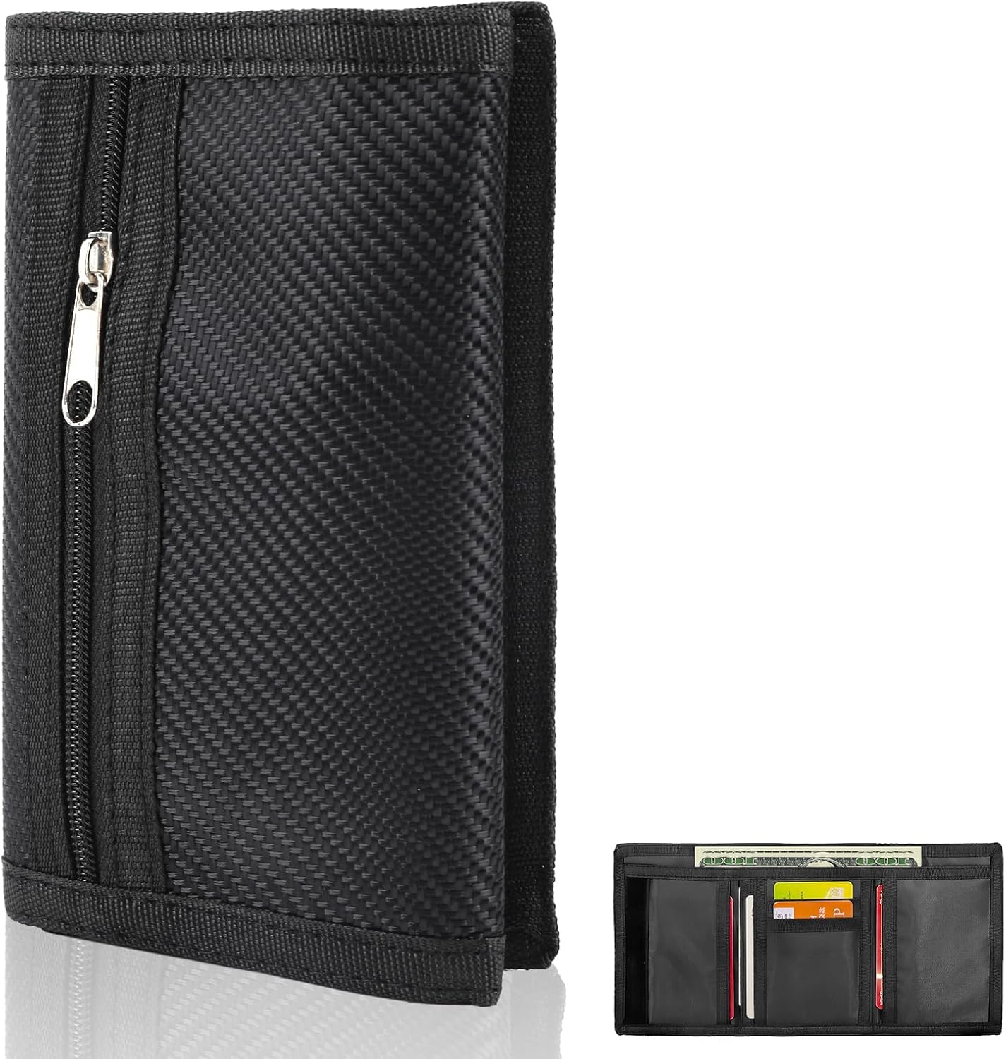 Heren Slim Wallet UK Simple Lightweight Compact RFID Blocking Soft Secure Credit Card Holder for 6 Cards and Banknotes Suitable for Travel Men Dad Friend Birthday Gift Charcoal Black - Image 1