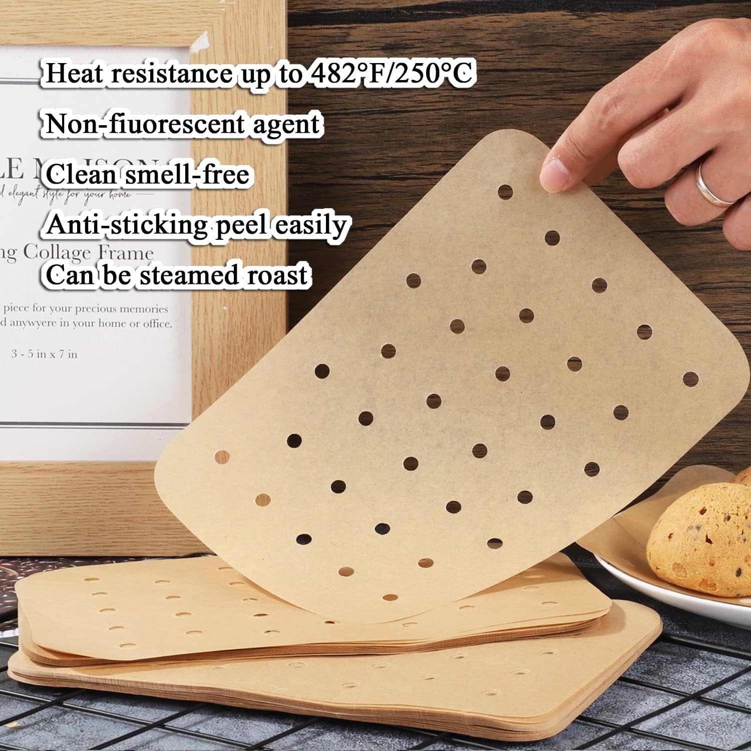 120 pieces of Airfryer paper baking forms, Airfryer baking forms compatible with Ninja Foodi Dual Airfryer, non-stick perforated baking paper compatible with Ninja DZ201 DZ401 - Image 3