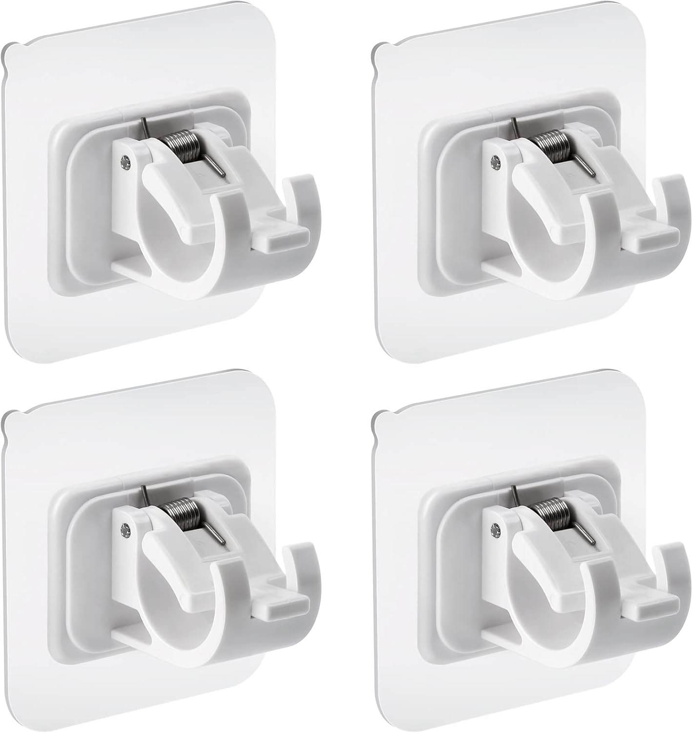 4 pieces self-adhesive curtain rod brackets No drilling required Curtain hooks Fixed rod bracket Curtain rod wall mounting bracket Towel bar hooks for home Bathroom Kitchen Hotel Towel Clothes Hanging (White) - Image 1