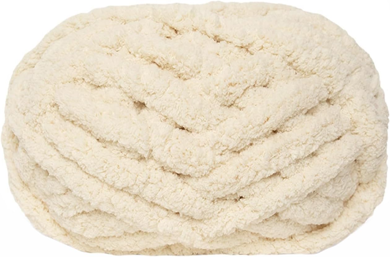 Chunky yarn - Hand-knitted blanket - 25 meters - Extra soft - DIY - Cushion - Blanket - Pet bed - Beige - Image 1