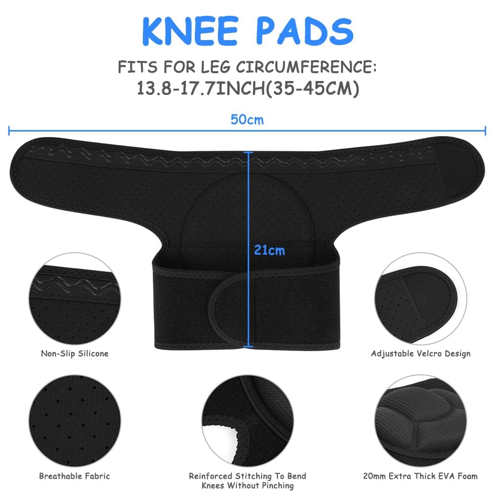 1 pair of knee pads, 20 mm thick knee pads for gardening, non-slip and anti-impact knee pads for household cleaning, construction, floors, garden (large size) - Image 2