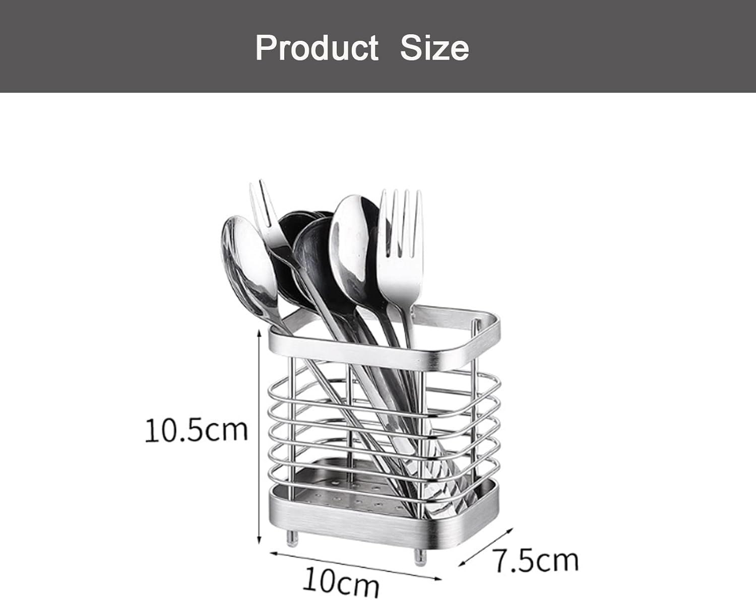 Kitchen utensil holder, stainless steel cutlery rack, sink holder, stainless steel sink organizer, kitchen utensil cutlery holder (black) - Image 2