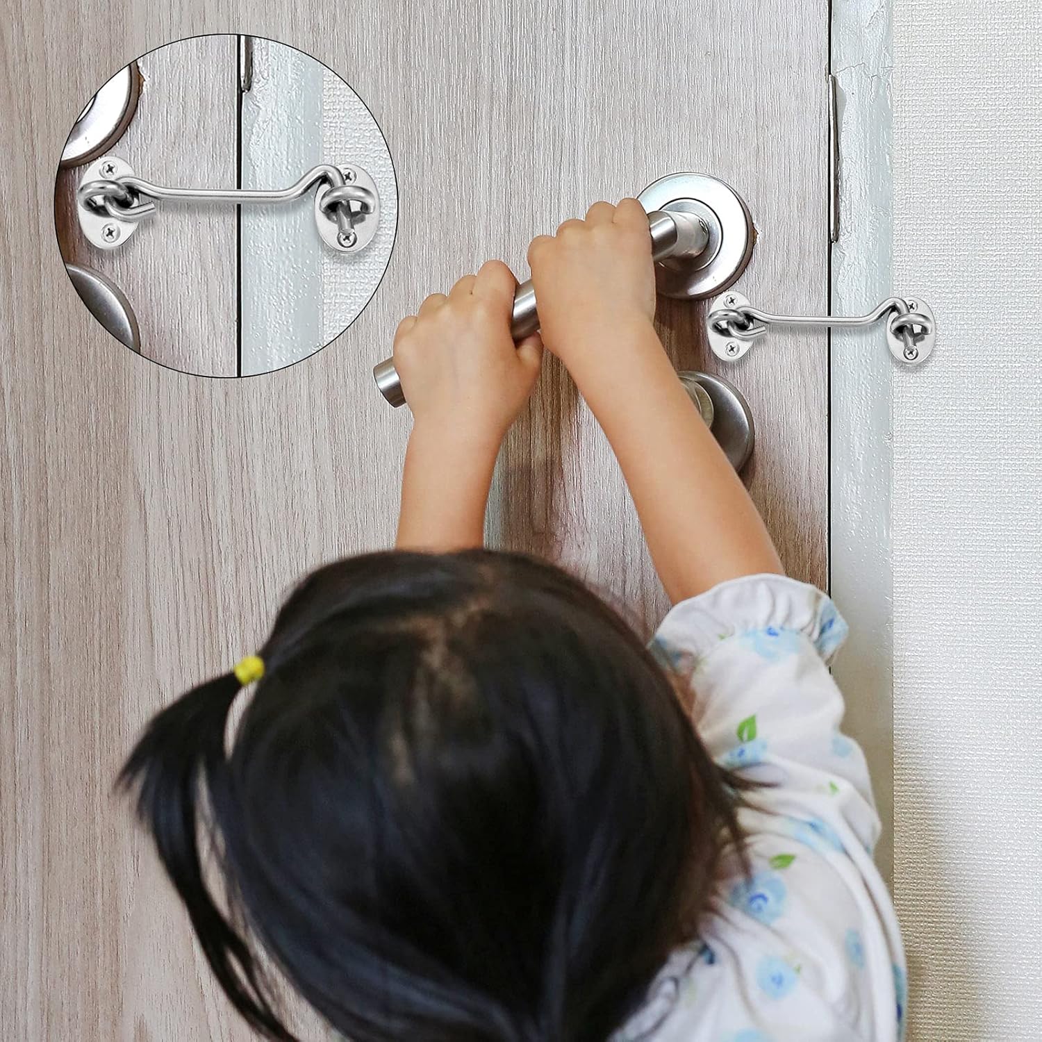 2-pack cabin door latches with hook and eye, 10 cm stainless steel door lock with mounting screws, sturdy twist latch for windows, sliding doors, bedrooms and bathrooms - Image 4
