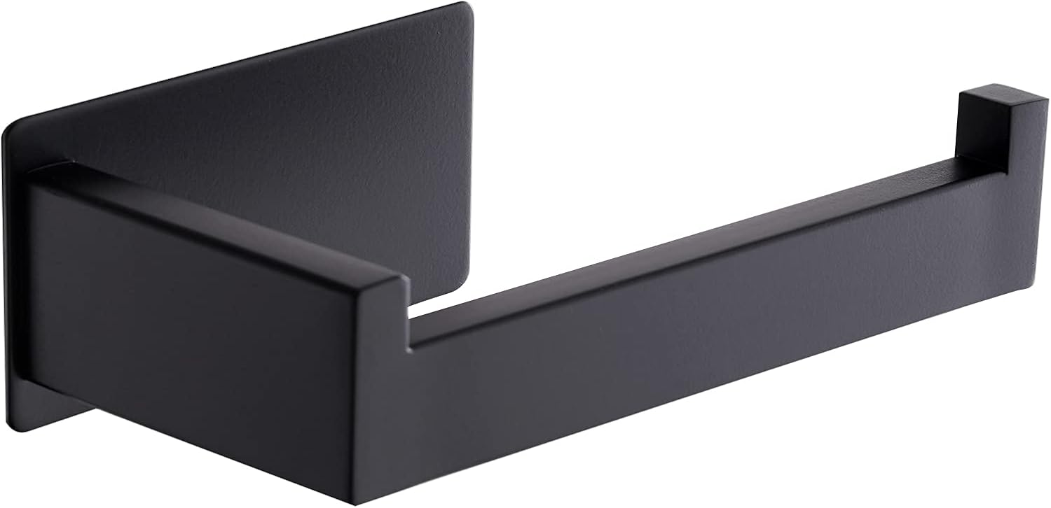 Toilet roll holder - No drilling required, high-quality 304 stainless steel toilet roll holder, self-adhesive, suitable for bathroom and kitchen, strong adhesion, waterproof, black - Image 1