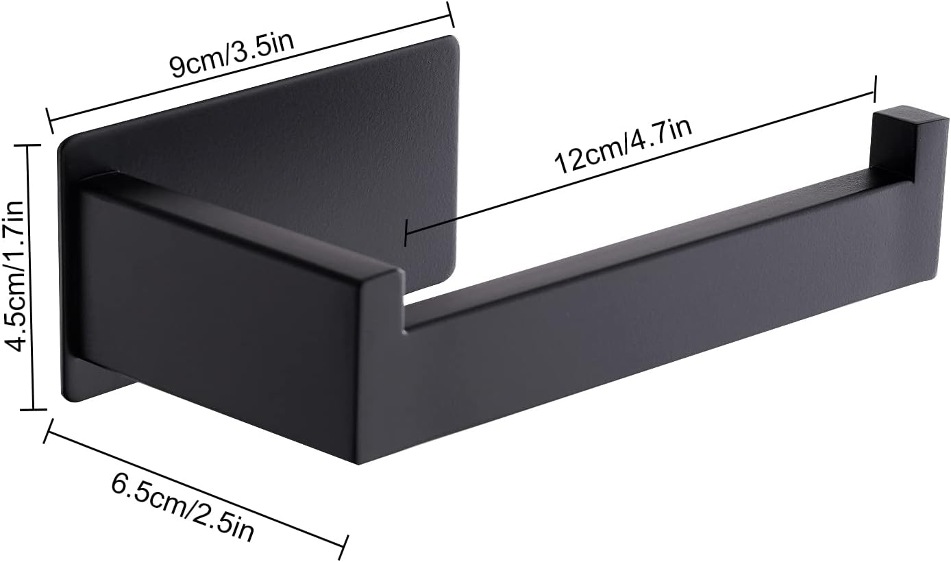Toilet roll holder - No drilling required, high-quality 304 stainless steel toilet roll holder, self-adhesive, suitable for bathroom and kitchen, strong adhesion, waterproof, black - Image 3