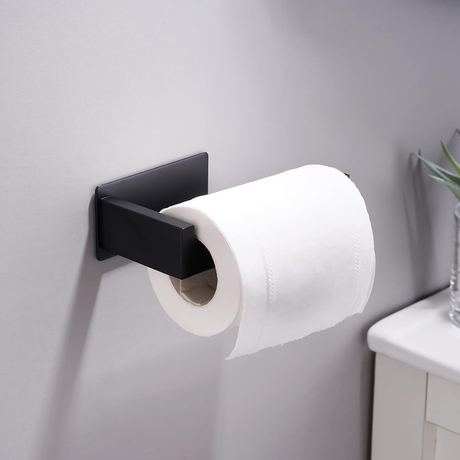Toilet roll holder - No drilling required, high-quality 304 stainless steel toilet roll holder, self-adhesive, suitable for bathroom and kitchen, strong adhesion, waterproof, black - Image 6