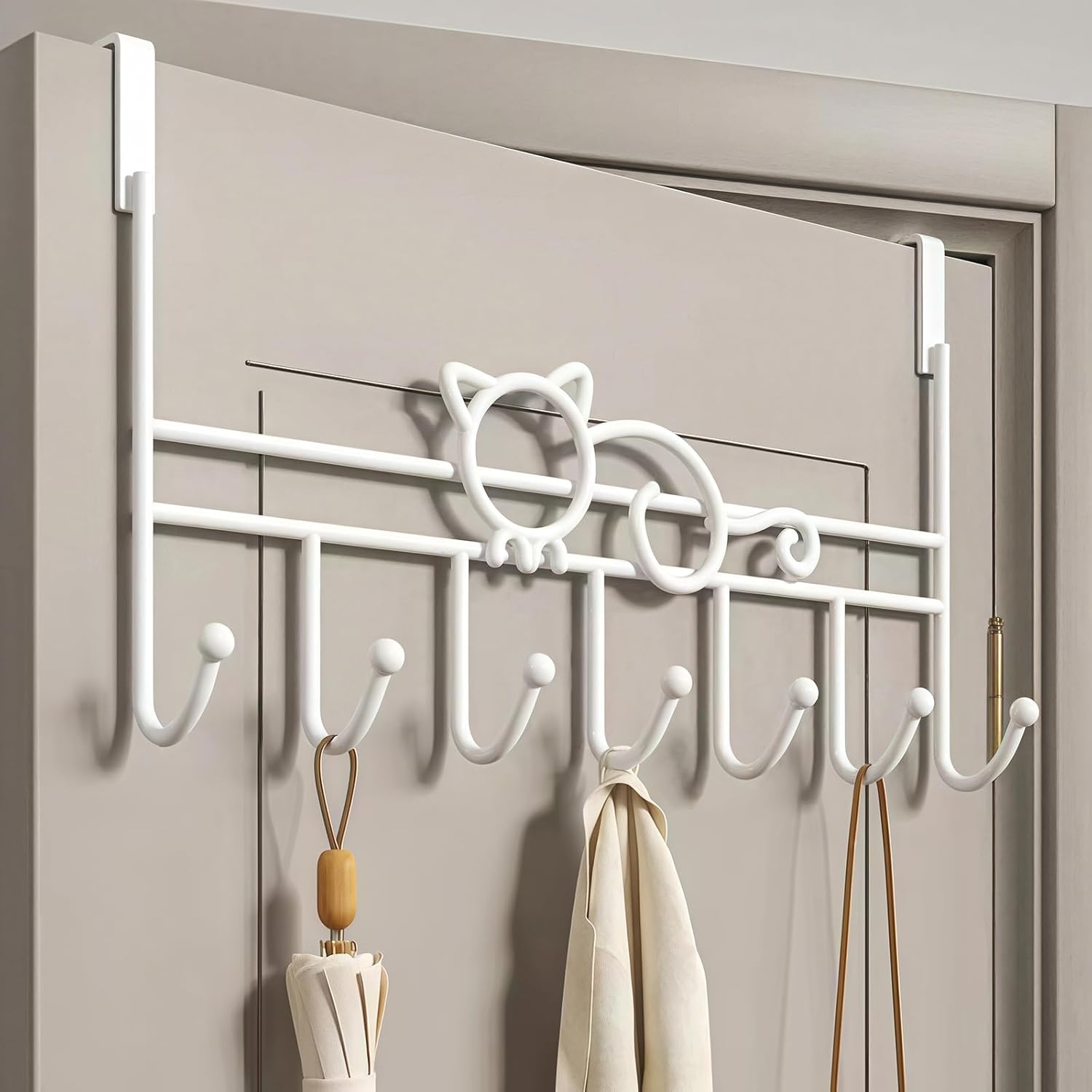 Door hooks, coat hangers for jackets, towels, bags, bathrobes (1 pack, white) - Image 1