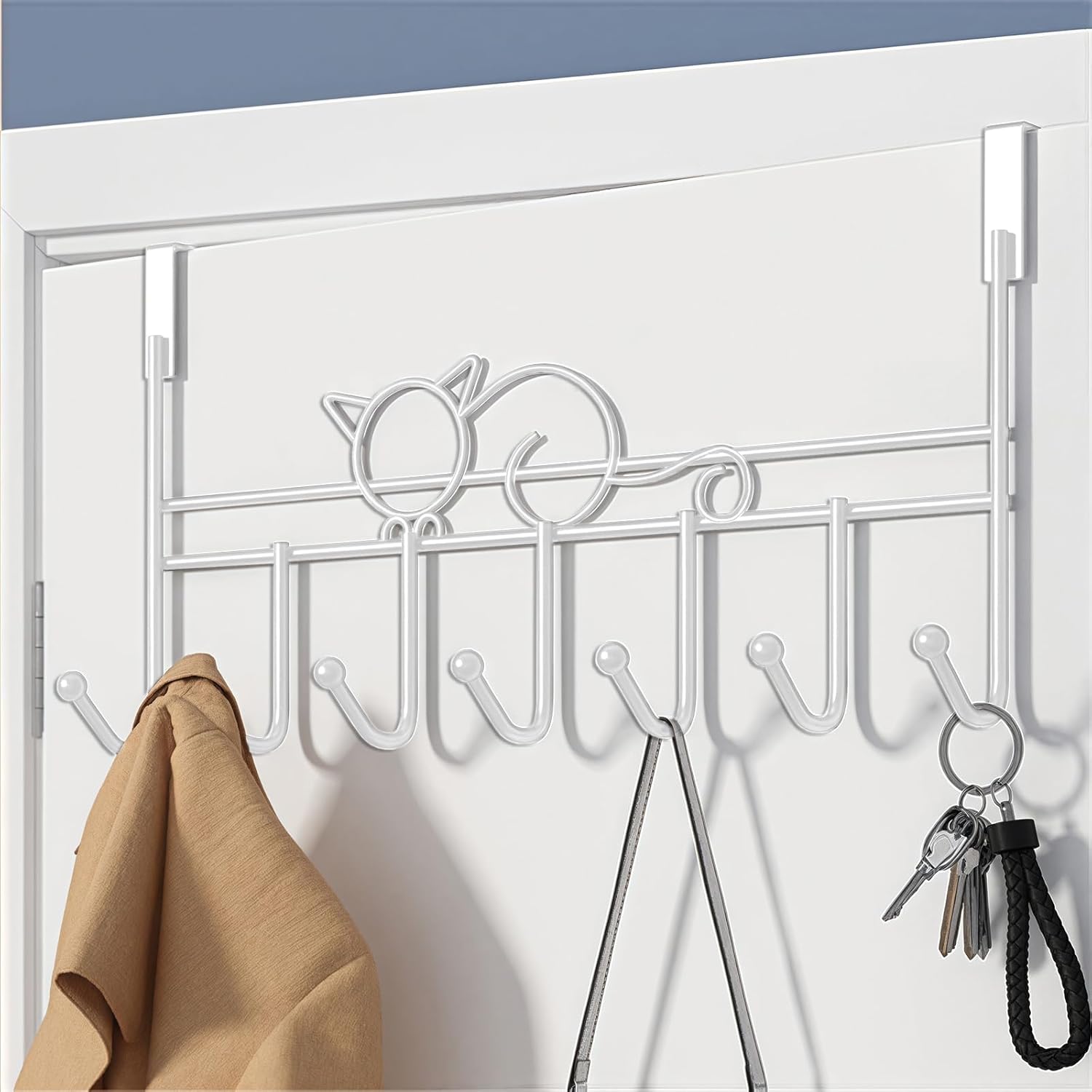 Door hooks, coat hangers for jackets, towels, bags, bathrobes (1 pack, white) - Image 2