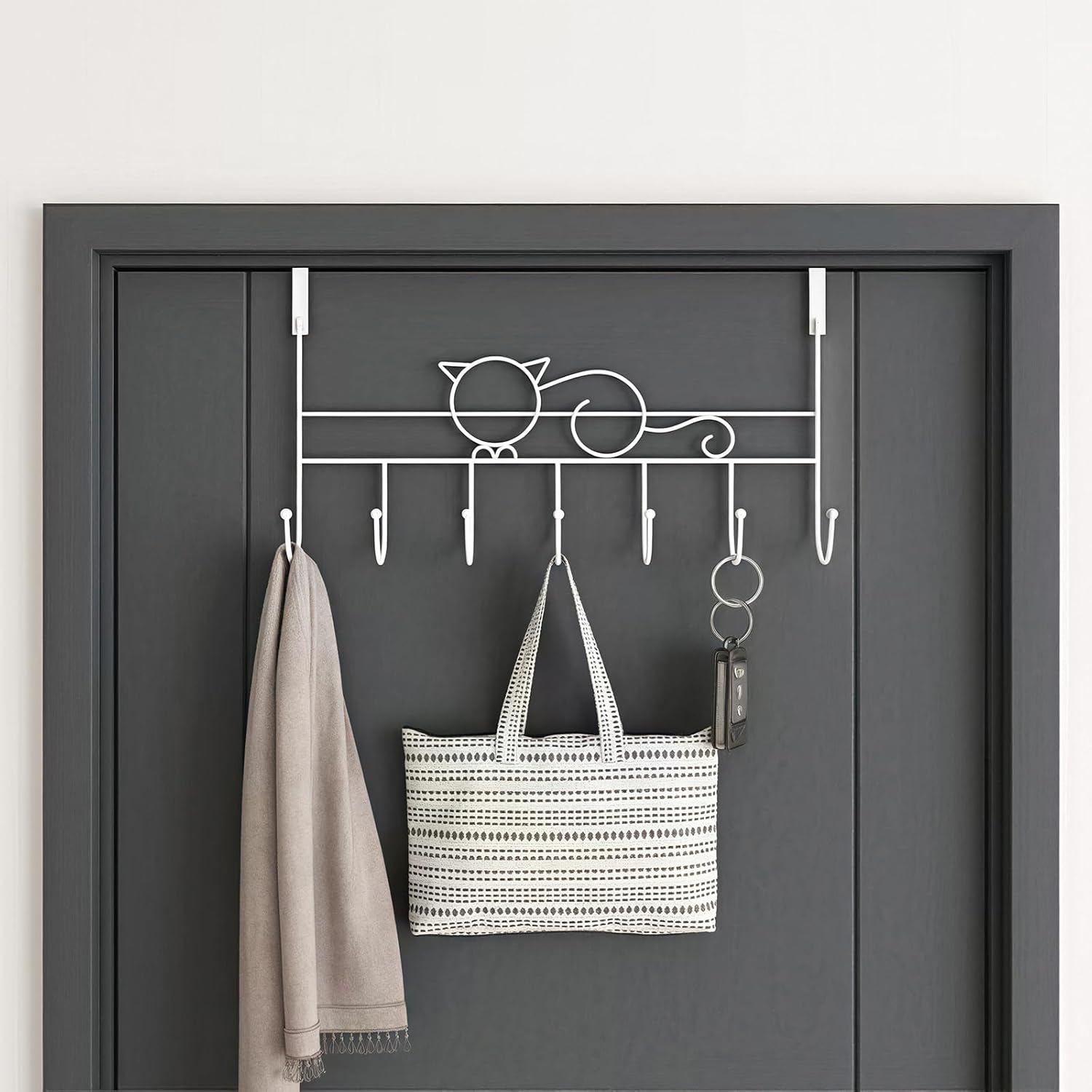 Door hooks, coat hangers for jackets, towels, bags, bathrobes (1 pack, white) - Image 4