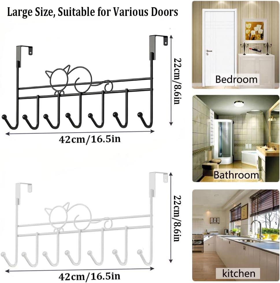 Door hooks, coat hangers for jackets, towels, bags, bathrobes (1 pack, white) - Image 5