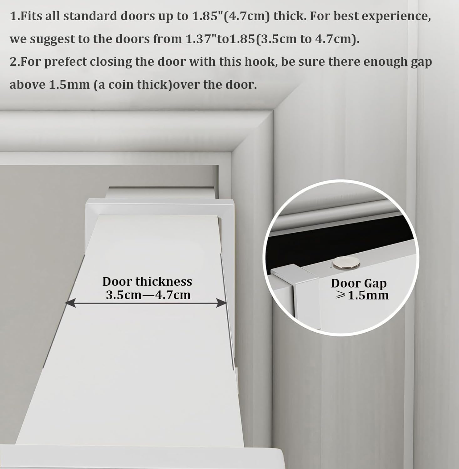 Door hooks, coat hangers for jackets, towels, bags, bathrobes (1 pack, white) - Image 6