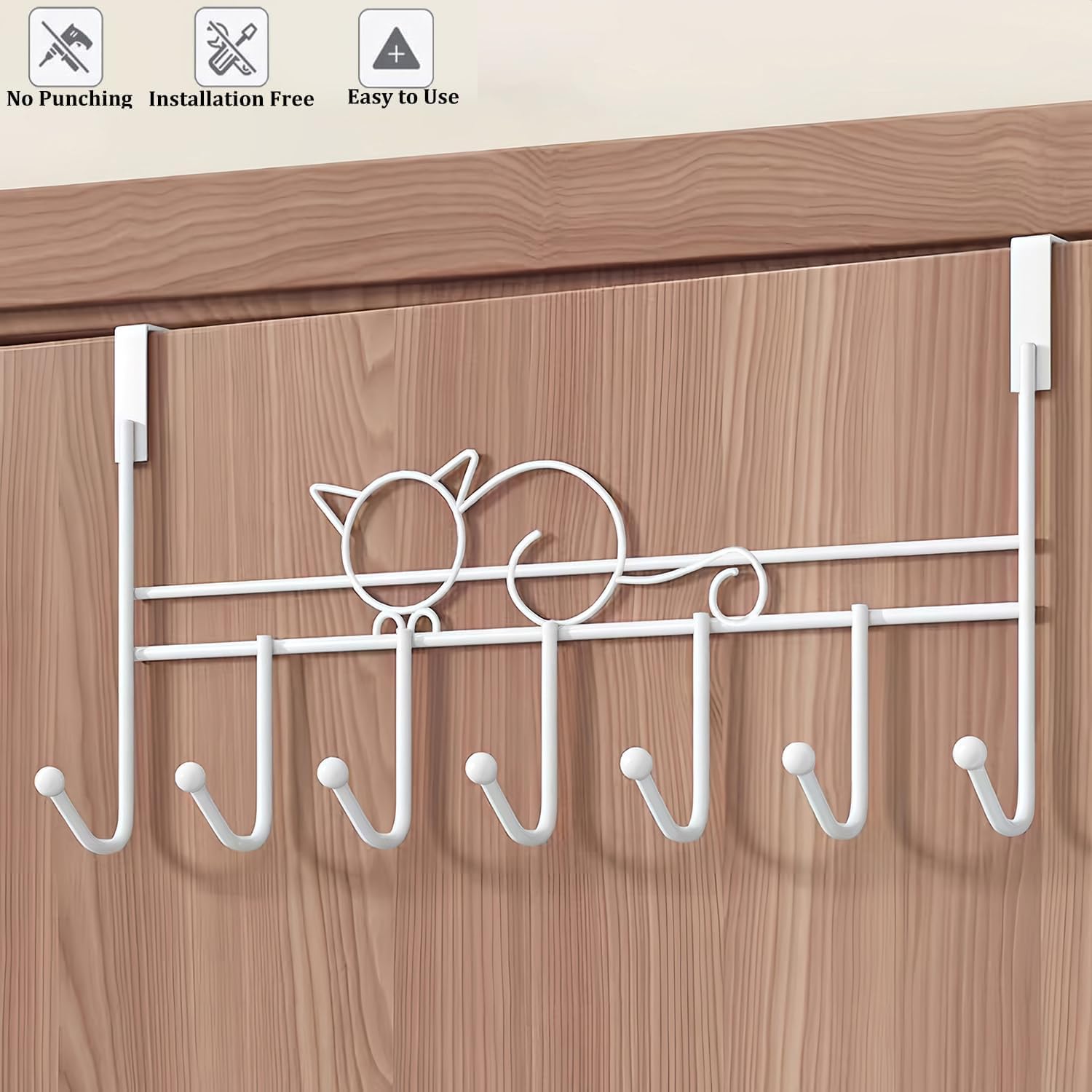 Door hooks, coat hangers for jackets, towels, bags, bathrobes (1 pack, white) - Image 8