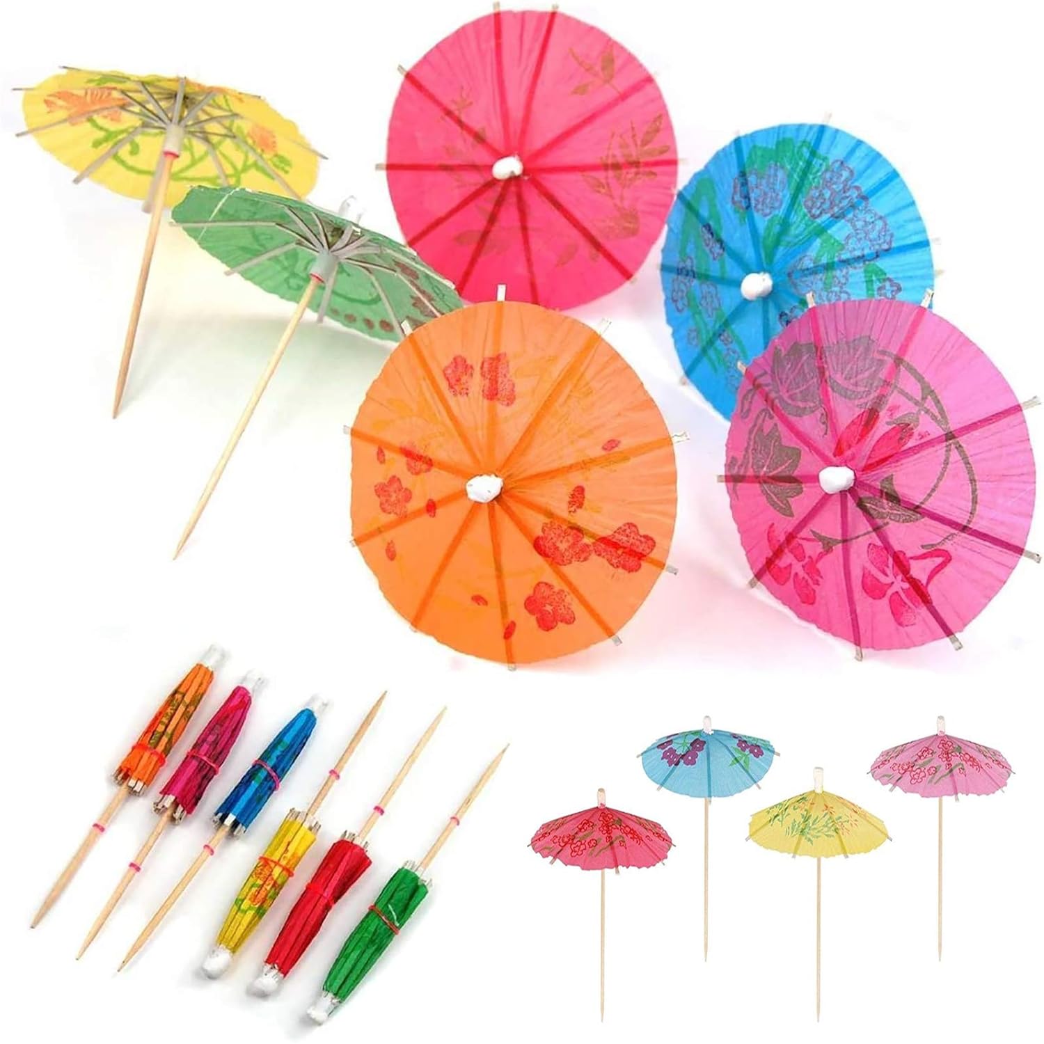 25 cocktail umbrellas for drinks - colourful paper umbrellas for drinks - Image 1