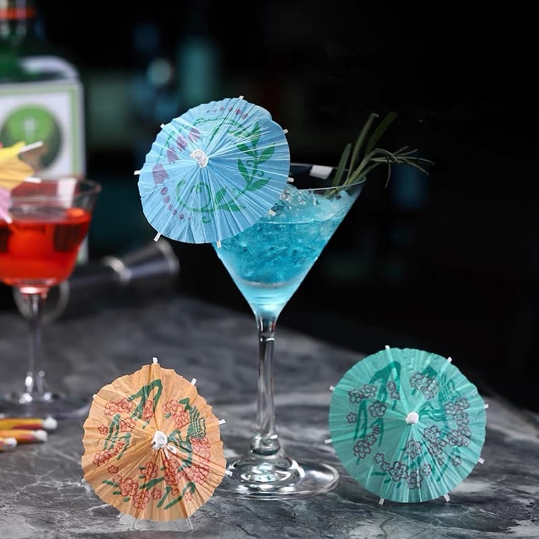 25 cocktail umbrellas for drinks - colourful paper umbrellas for drinks - Image 3