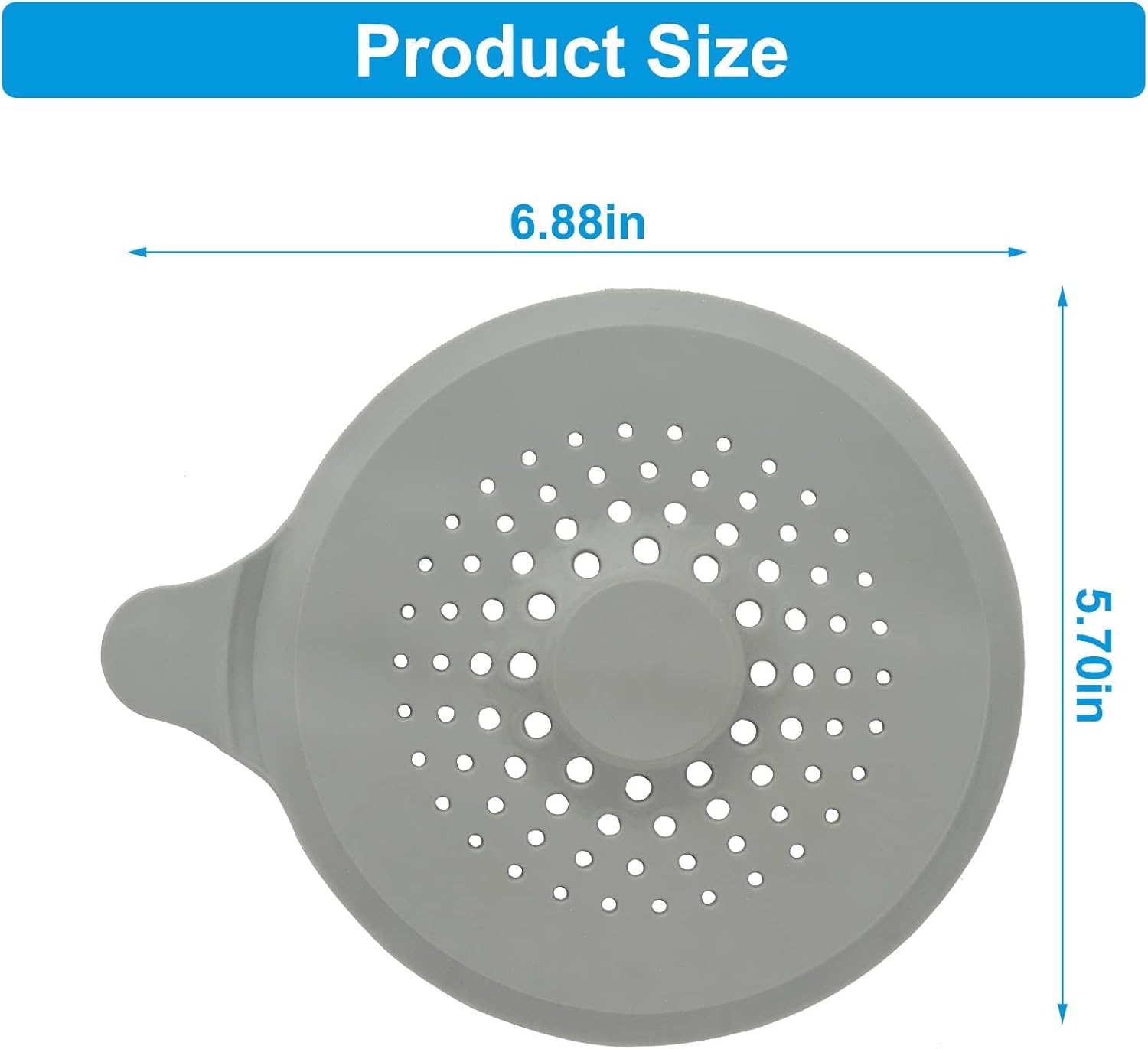 2-pack shower drain hair catchers with strong suction cups, silicone sink strainer protector, shower drain cover, hair stopper, sink strainer for bathroom, bathtub, kitchen sink (white + grey) - Image 3