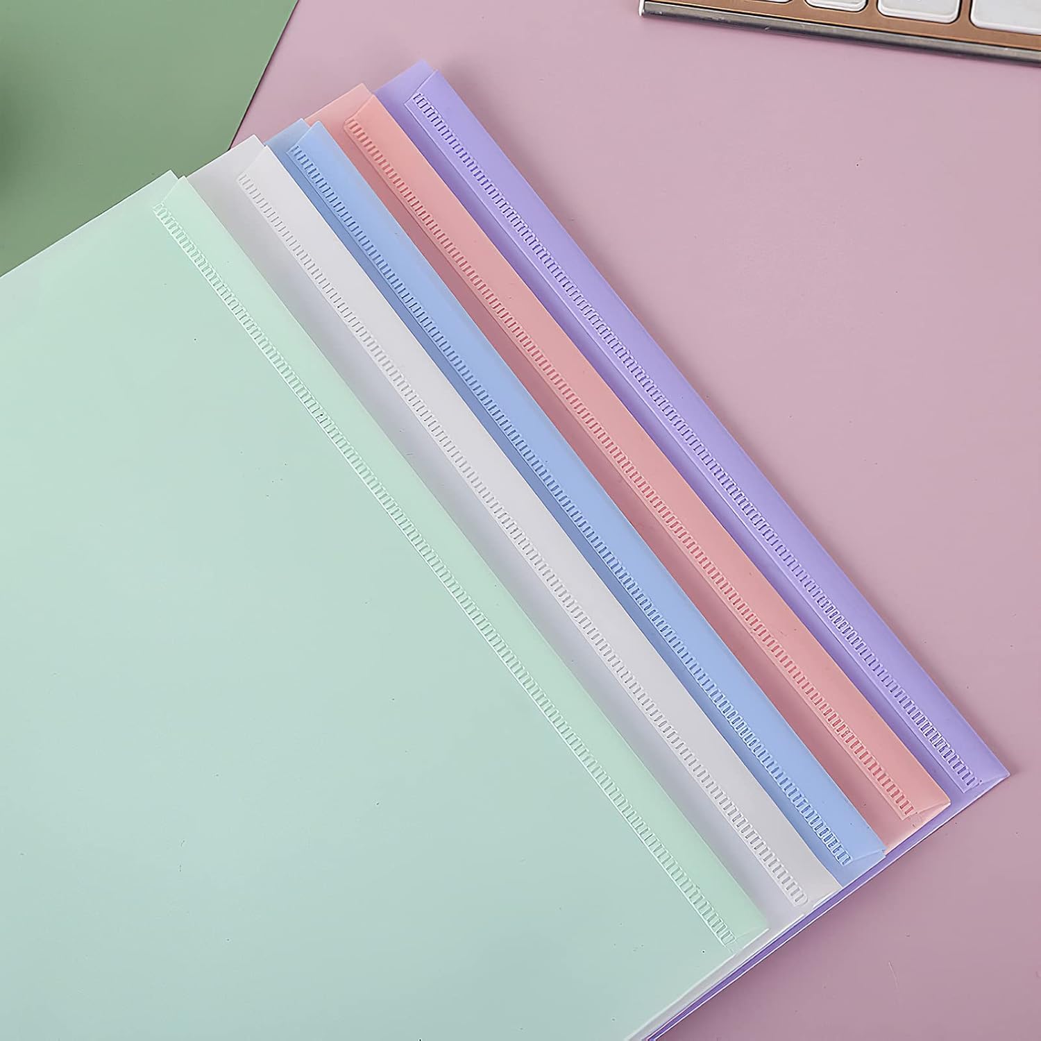 10 pieces of A4 plastic envelope folders, transparent envelopes with press studs, A4 folders with label pockets for school, homework and office, 5 colours - Image 5