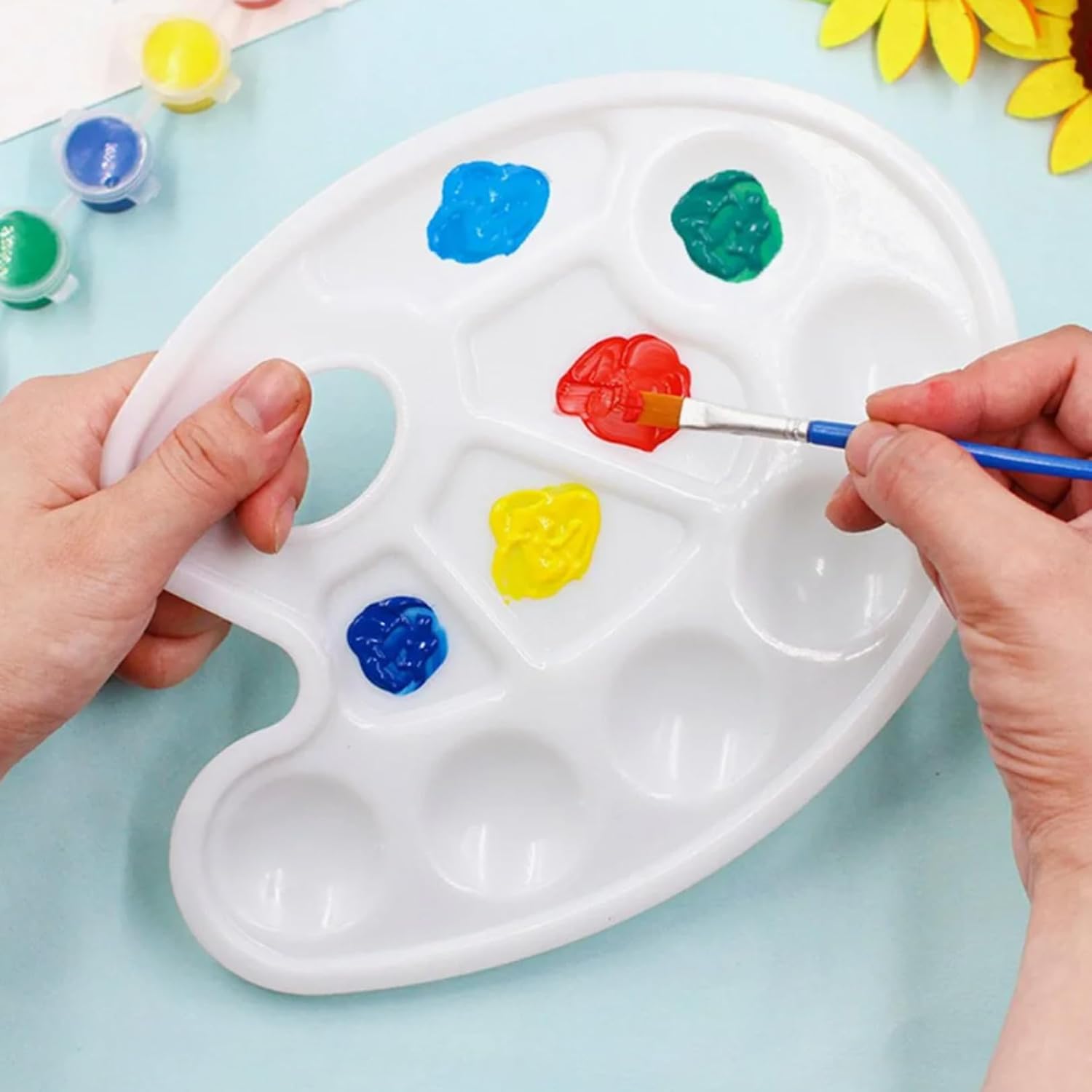 Acrylic paint palette, mixing palette, plastic palette, paint palette, mixing palette 10 holes white round paint palette for watercolor, acrylic and oil paint, DIY, craft, professional art painting - Image 4