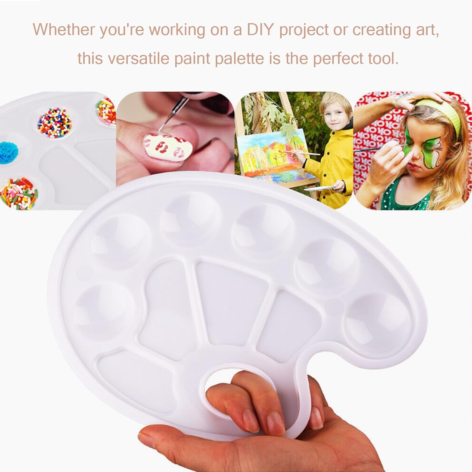 Acrylic paint palette, mixing palette, plastic palette, paint palette, mixing palette 10 holes white round paint palette for watercolor, acrylic and oil paint, DIY, craft, professional art painting - Image 7