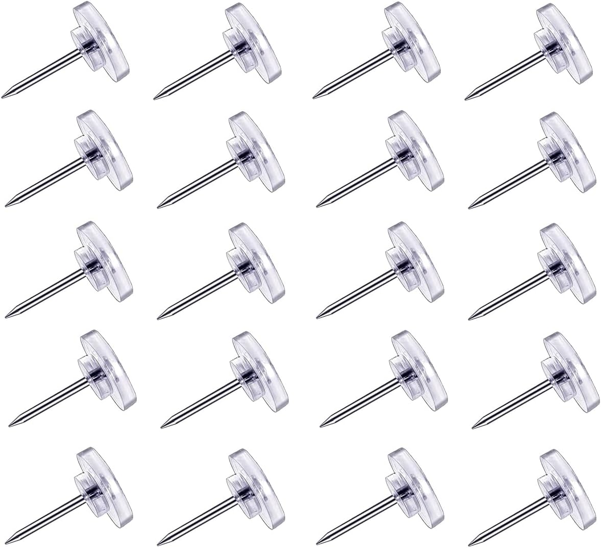 Pushpins, transparent pushpins, flat pushpins with steel points and transparent plastic heads, transparent pushpins for school, office, noticeboards, 150 pieces - Image 1