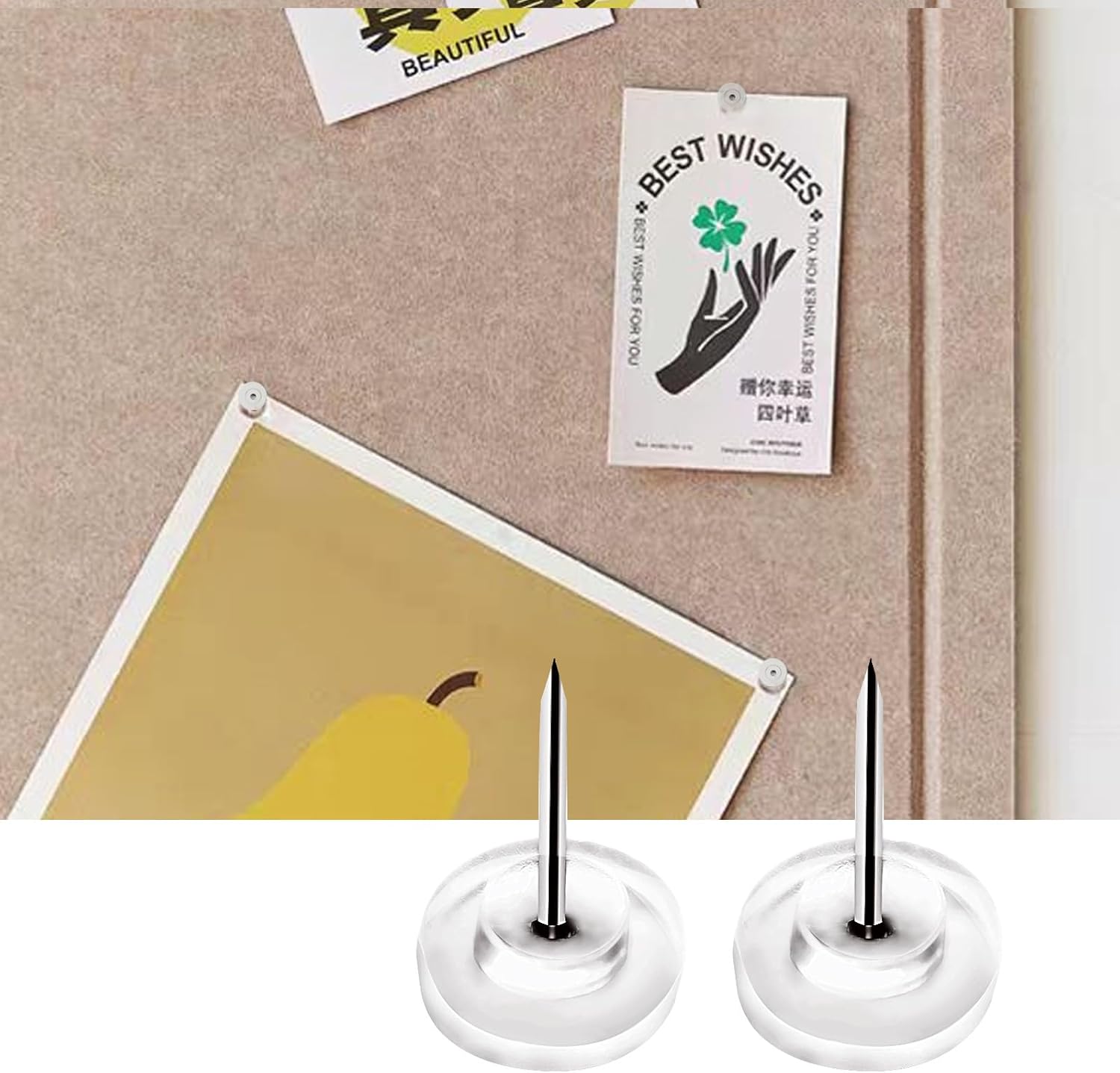 Pushpins, transparent pushpins, flat pushpins with steel points and transparent plastic heads, transparent pushpins for school, office, noticeboards, 150 pieces - Image 5