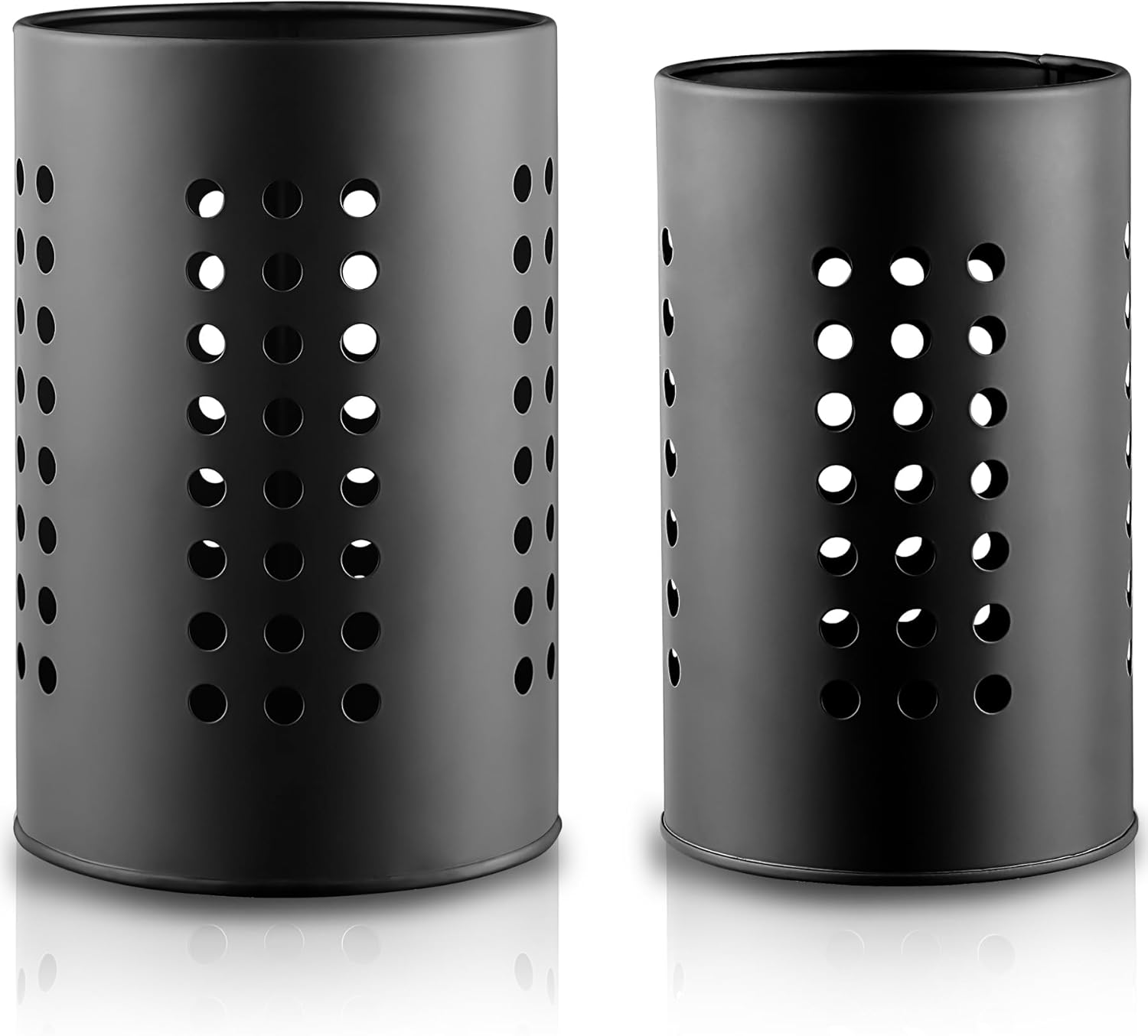 Cutlery holder for crockery, suitable for countertops, 2-pack, stainless steel black kitchen utensil holder, stylish storage box and decorative kitchen utensil pot, perfect gift for a new house or apartment - Image 1