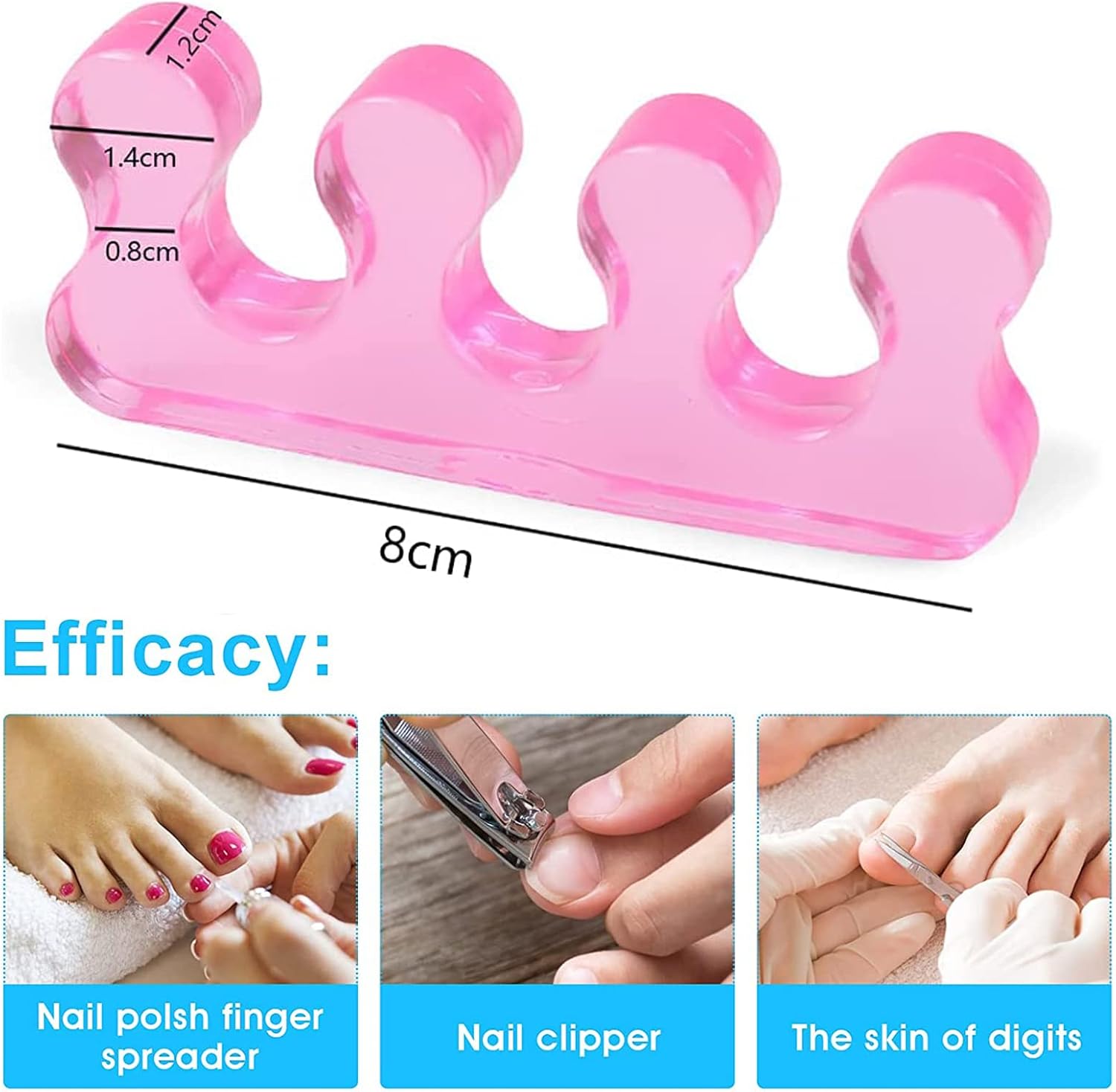 4-pack gel toe separators, gel nail polish toe separators for men and women, correctors, reusable for overlapping toes, bunions, hammertoes, relief of foot pain, pedicure and manicure - Image 2