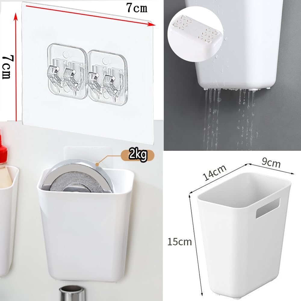 4-piece storage box set for kitchen cabinet doors, self-adhesive storage box for wall mounting, storage box for small items in wardrobes/bathrooms/fridges - Image 6