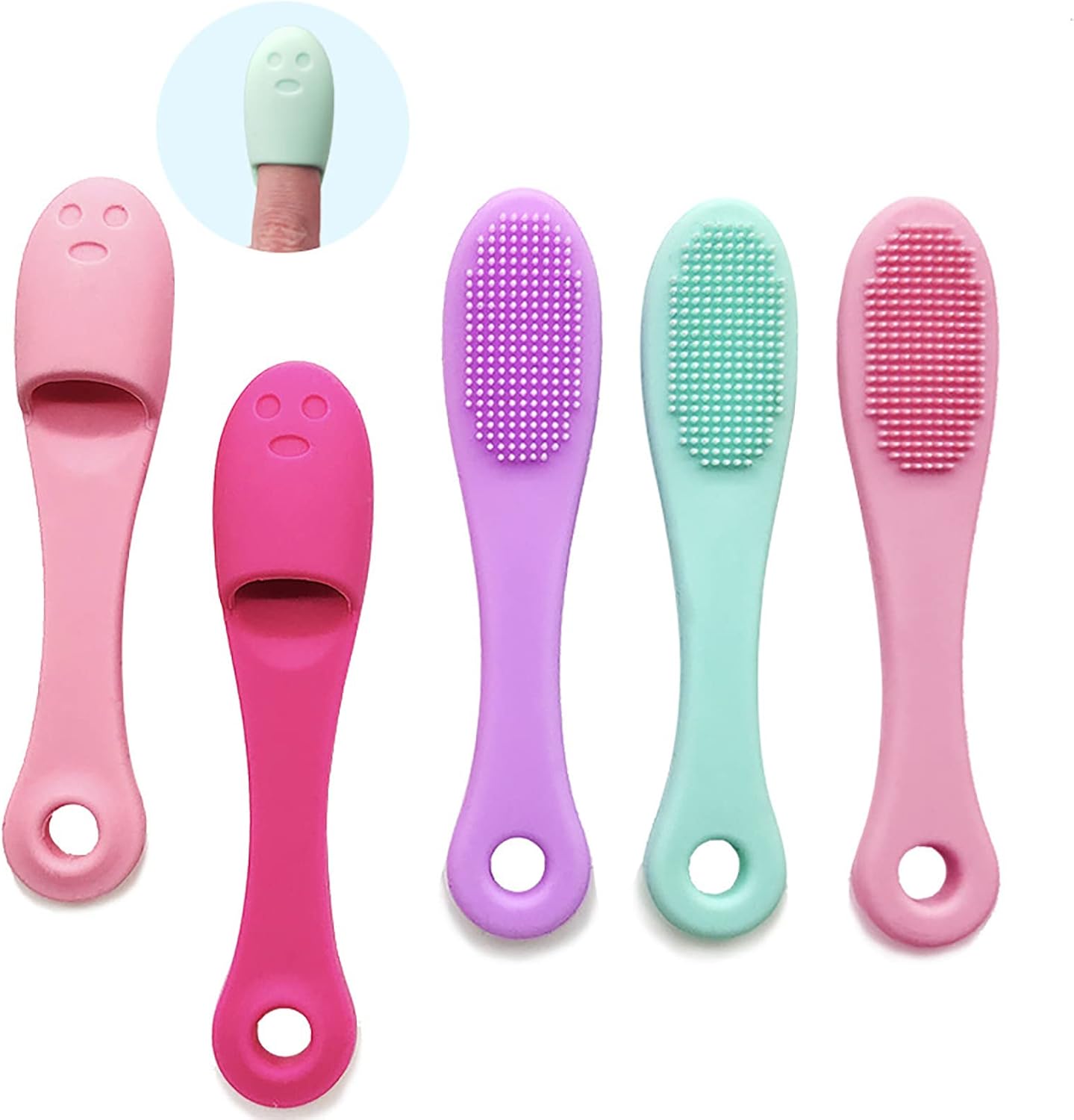 Gentle silicone facial cleansing brush - Manual facial cleansing brush - Soft and effective cleansing and massage - 5-pack - Image 1