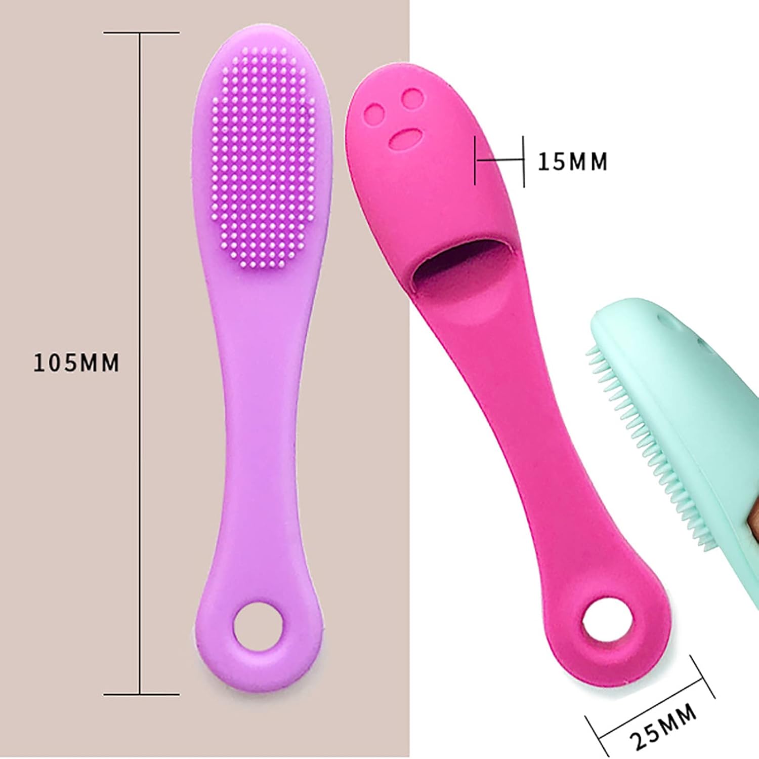 Gentle silicone facial cleansing brush - Manual facial cleansing brush - Soft and effective cleansing and massage - 5-pack - Image 2