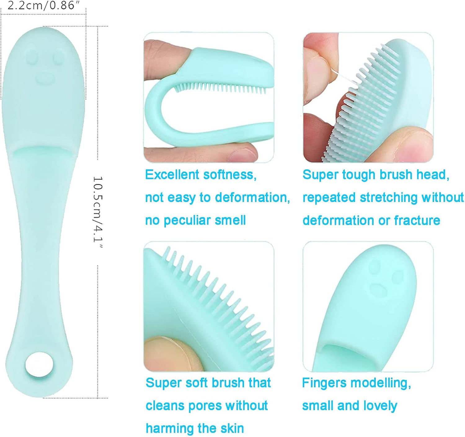 Gentle silicone facial cleansing brush - Manual facial cleansing brush - Soft and effective cleansing and massage - 5-pack - Image 3