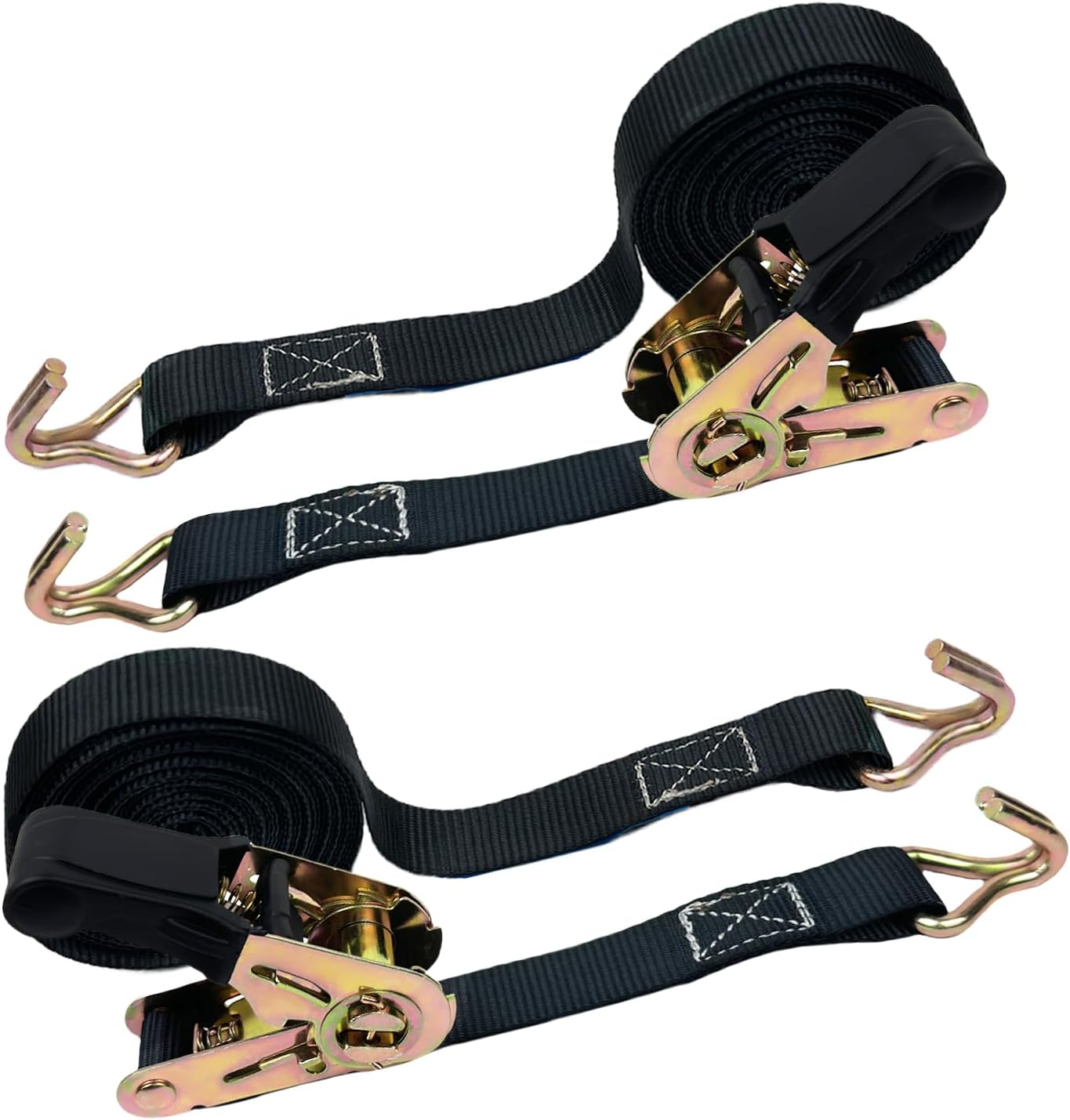 Ratelspanband 2-pack, 800 kg spanband, 6 m x 25 mm ratelspanband, hook spanband for motorbike, car, trailer, truck and home - Image 1