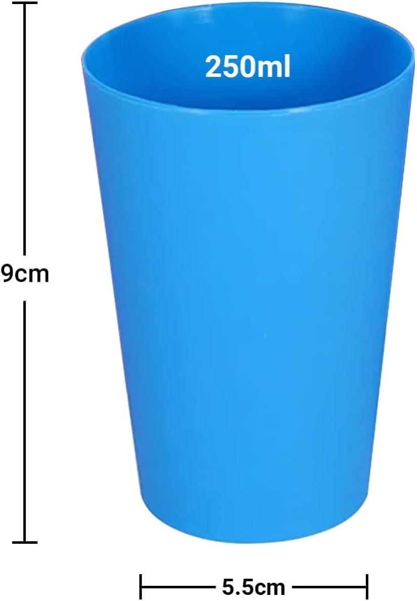 Set of 24 reusable plastic cups, 250 ml, durable plastic drink cups for kids, for use in the kitchen, outdoors, parties, picnics, barbecues, travel (6 bright colours) - Image 4