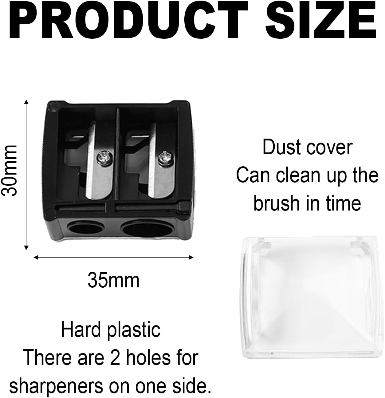 2-piece eyeliner pencil sharpener, makeup pencil sharpener with 2 holes, compact eyebrow pencil sharpener for different sizes of eyebrow pencils, eyeliner pencils, lip liners, etc., easy to clean (black) - Image 2