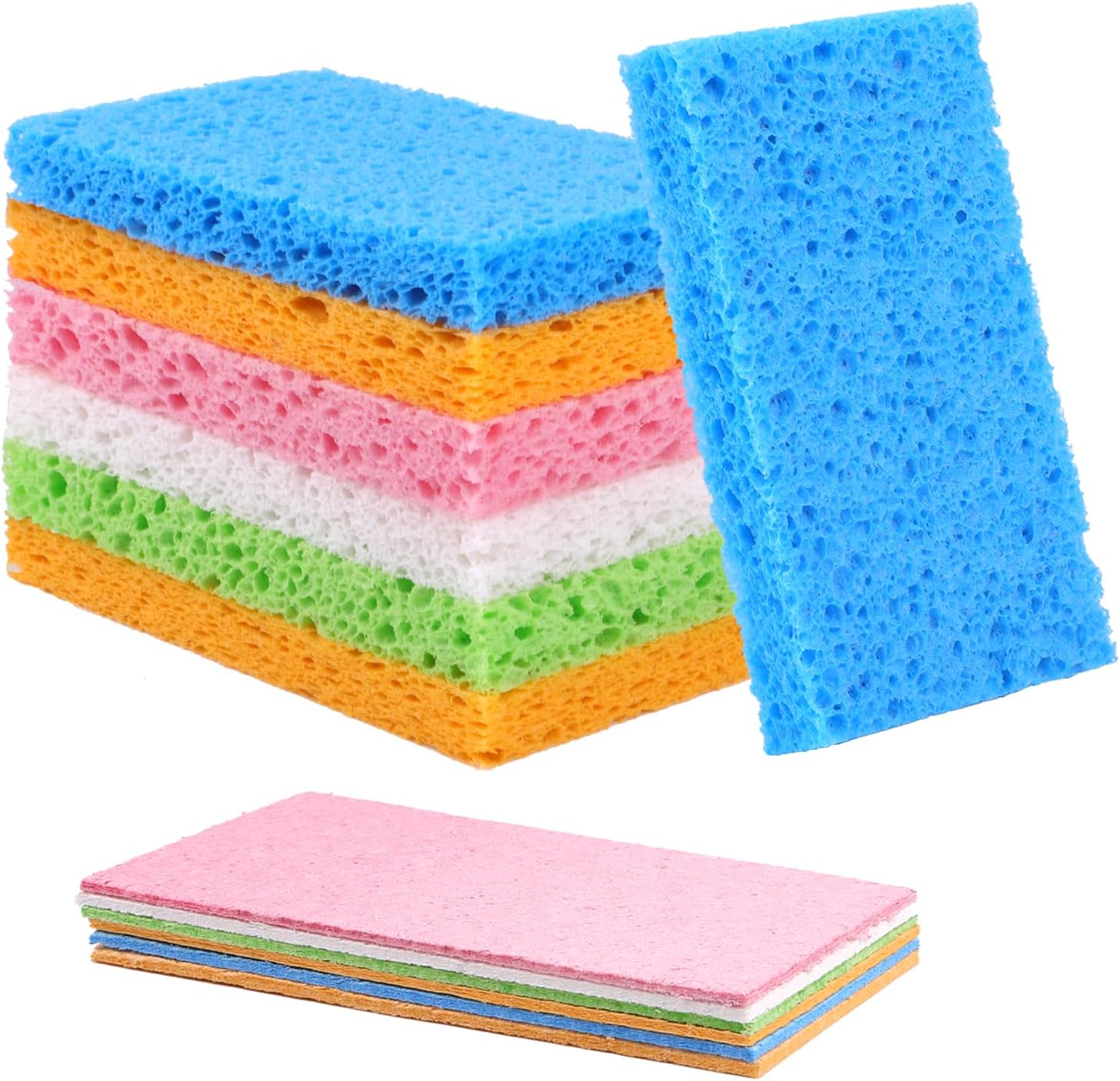 Dishwashing sponges, 12 natural cellulose cleaning sponges, anti-scratch kitchen sponges for washing dishes, home, cookware, bathroom - Image 1