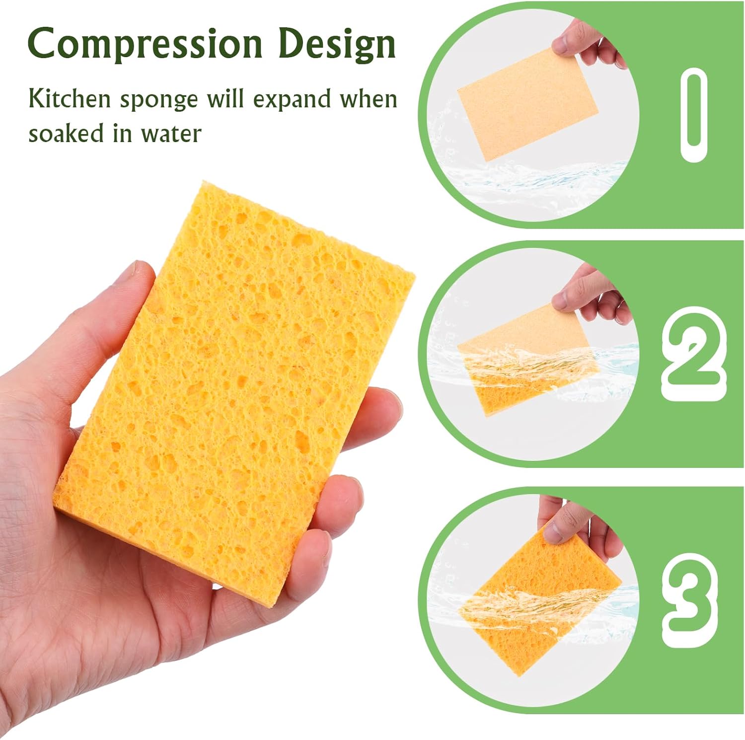 Dishwashing sponges, 12 natural cellulose cleaning sponges, anti-scratch kitchen sponges for washing dishes, home, cookware, bathroom - Image 5