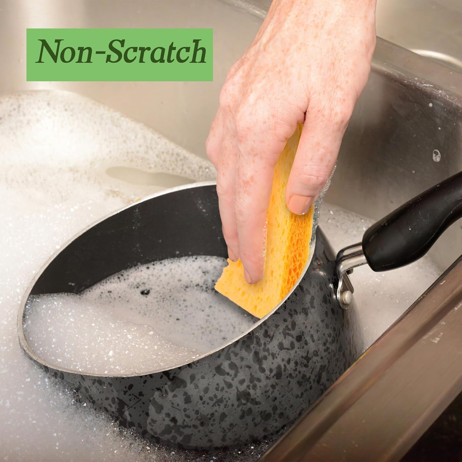 Dishwashing sponges, 12 natural cellulose cleaning sponges, anti-scratch kitchen sponges for washing dishes, home, cookware, bathroom - Image 6