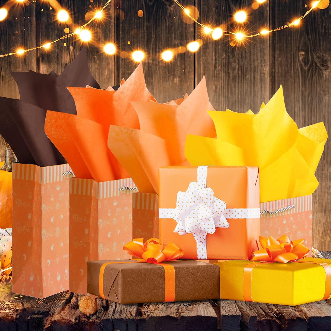 60 sheets of tissue paper autumn wrapping paper bulk multicoloured craft paper crafts for Thanksgiving harvest birthday party do-it-yourself and craft decoration - Image 7