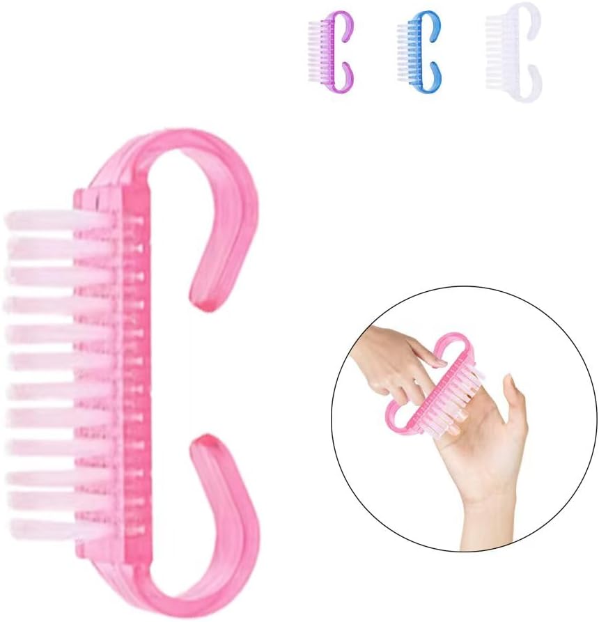 Nagelborstel - 4 pieces Plastic cleaning brush - Handscrub cleaning brush - with plastic handle - for cleaning nails (purple - pink - blue - transparent) - Image 4