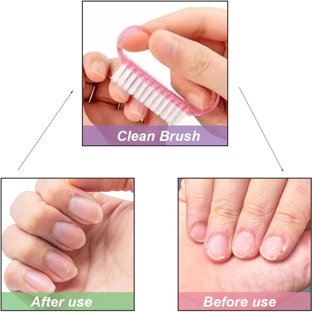 Nagelborstel - 4 pieces Plastic cleaning brush - Handscrub cleaning brush - with plastic handle - for cleaning nails (purple - pink - blue - transparent) - Image 6