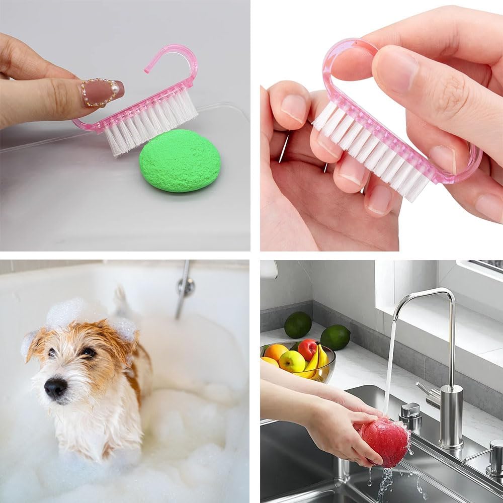 Nagelborstel - 4 pieces Plastic cleaning brush - Handscrub cleaning brush - with plastic handle - for cleaning nails (purple - pink - blue - transparent) - Image 7