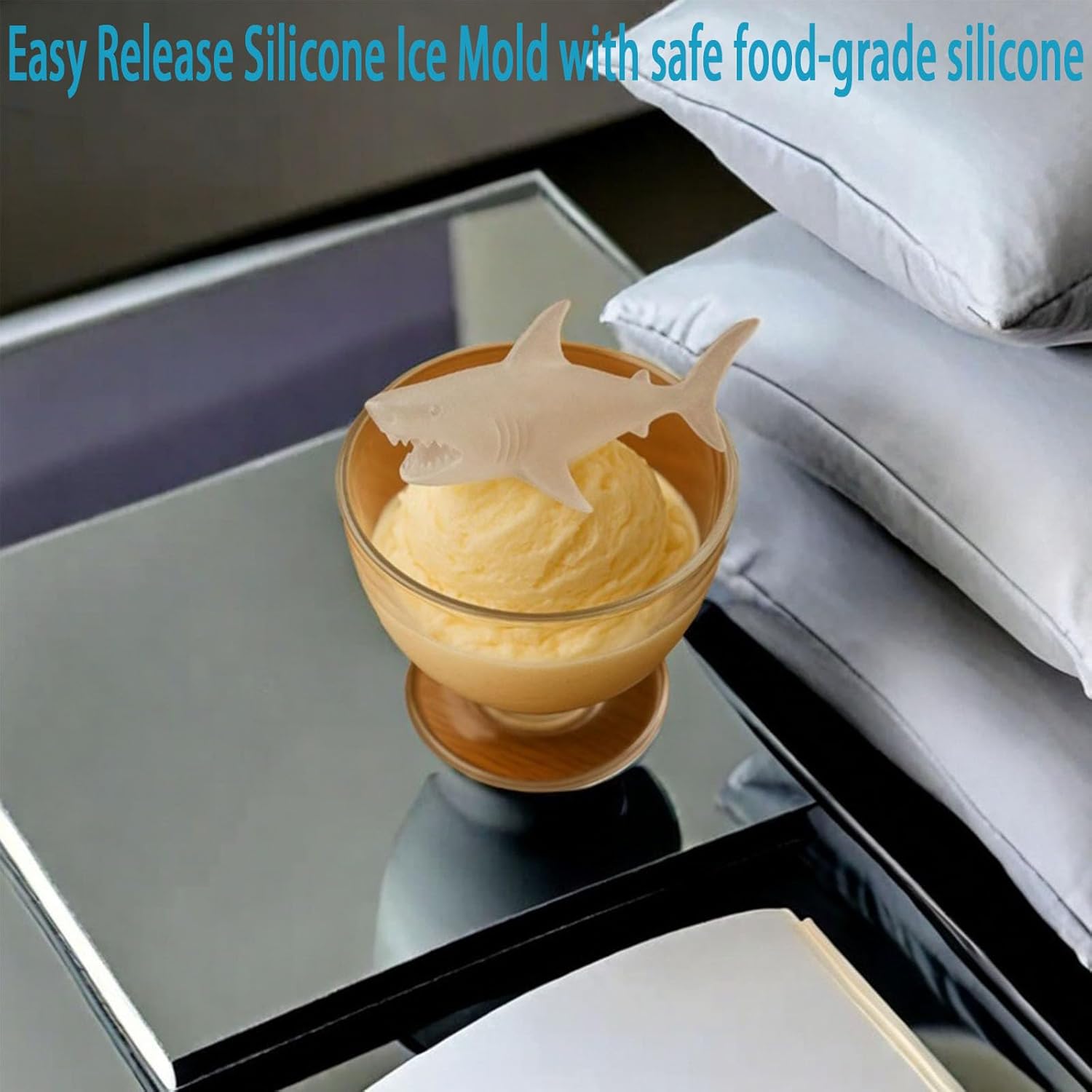 Shark Silicone Ice Molds - 3D Silicone Fun Shark Cube Maker - 4 Shark Fin Ice Cube Molds - Suitable for cold drinks, parties and home entertainment (3 pieces) - Image 3