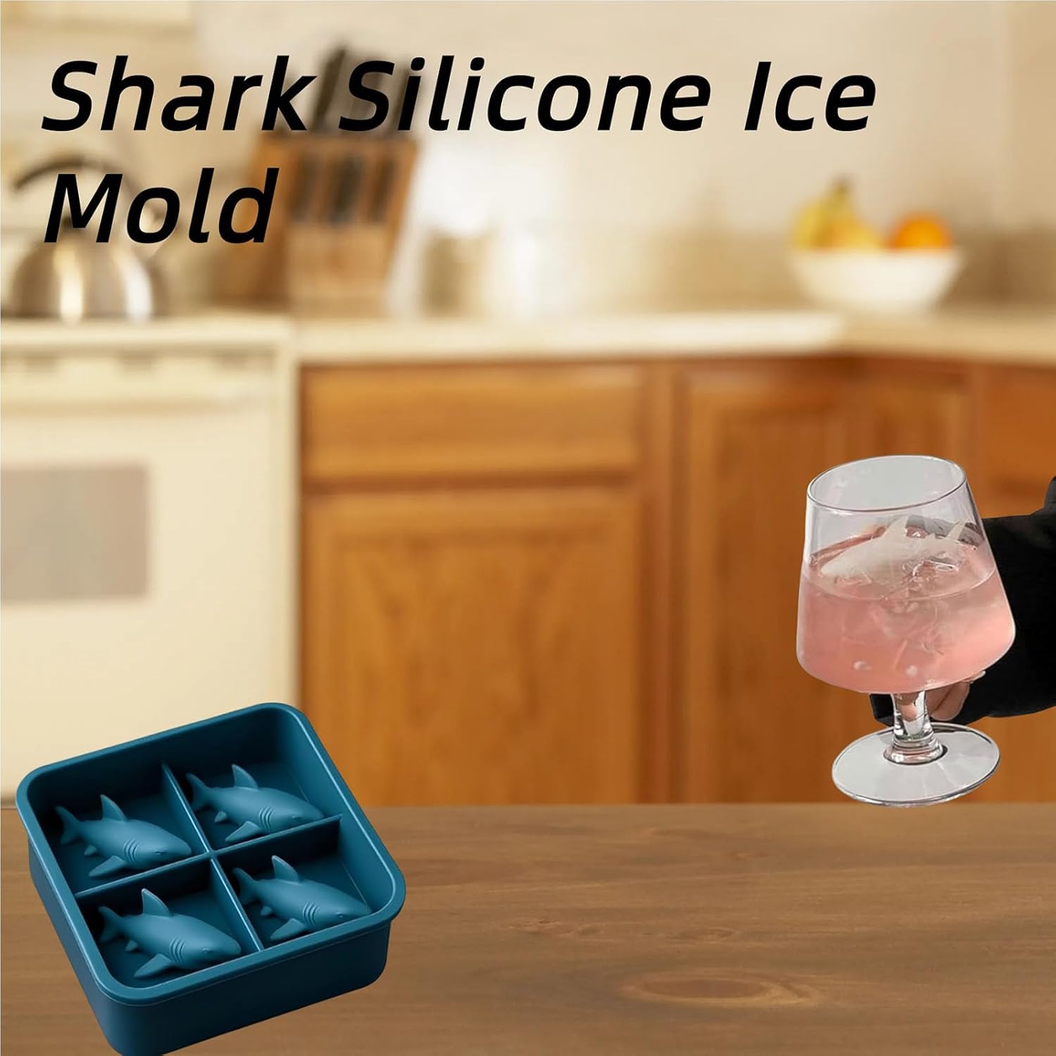 Shark Silicone Ice Molds - 3D Silicone Fun Shark Cube Maker - 4 Shark Fin Ice Cube Molds - Suitable for cold drinks, parties and home entertainment (3 pieces) - Image 4